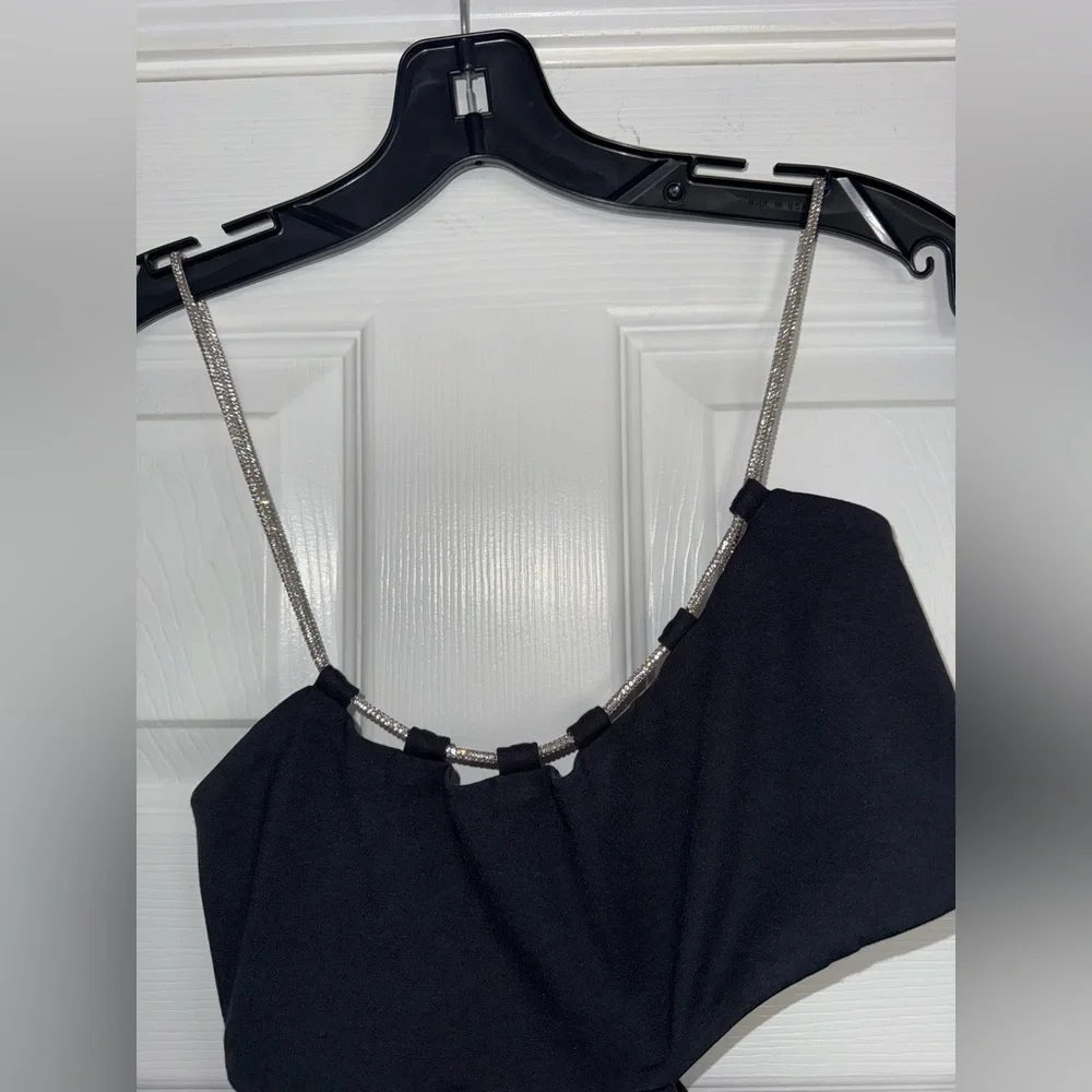 Lovers + Friends Charlotte Rhinestone Strap Cutout Midi Sexy Slit Dress REVOLVE - Picture 10 of 16